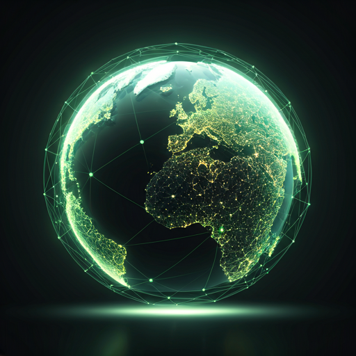 Advanced AI visualization of Earth with glowing data networks