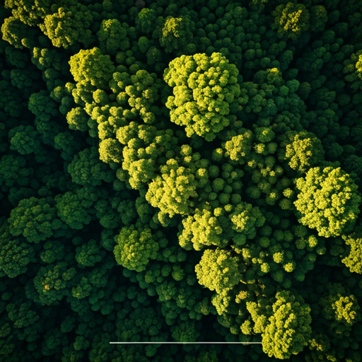 A vast forest at golden hour with carbon sequestration data overlays - Carbon Trust Package.