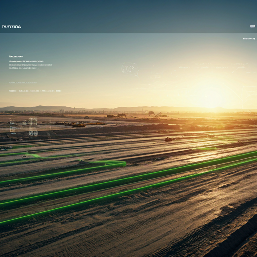 A construction site with digital schematics overlay - Site Twin Engine.