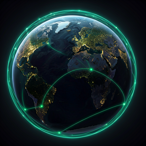 A planetary view of Earth at night with glowing AI data networks - illustrating Phyterra's global mission footprint.