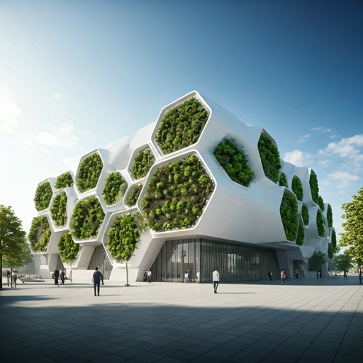 Modular honeycomb research center with vertical greenery - TerraGrid command hub.